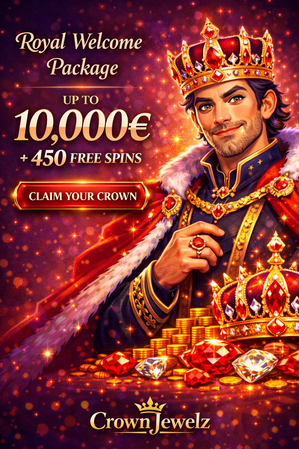 CrownJewelz online casino hero banner on mobile